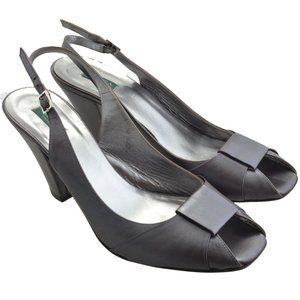 Valea Firenze Pewter Slingback Peep Toe Pumps